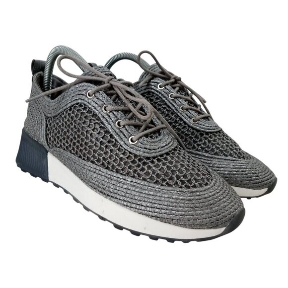 Sam Edelman Shoes - Sam Edelman Delma Gray Silver Mesh Sneakers Tennis Shoes Size 8 Low Top Raffia